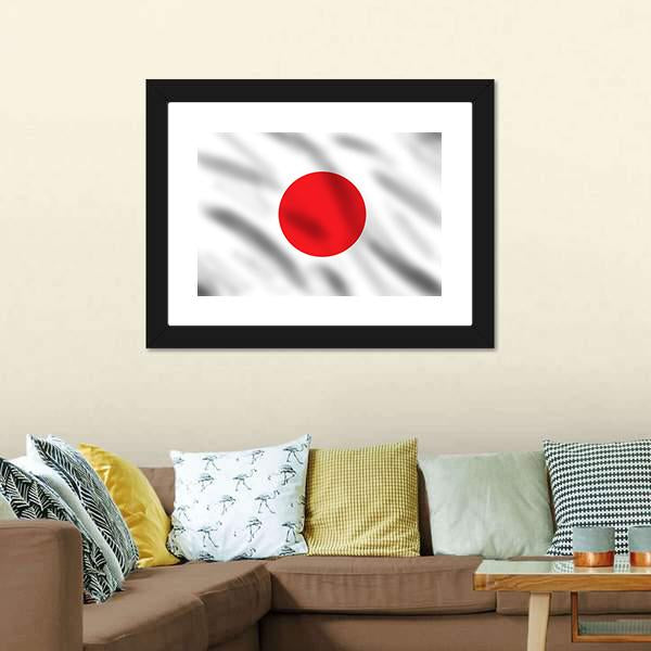 Waving Flag Of Japan Canvas Wall Art-3 Horizontal-Gallery Wrap-25" x 16"-Tiaracle