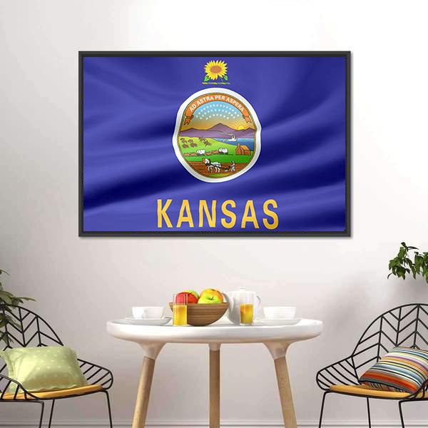 Flag Of Kansas Canvas Wall Art-3 Horizontal-Gallery Wrap-25" x 16"-Tiaracle