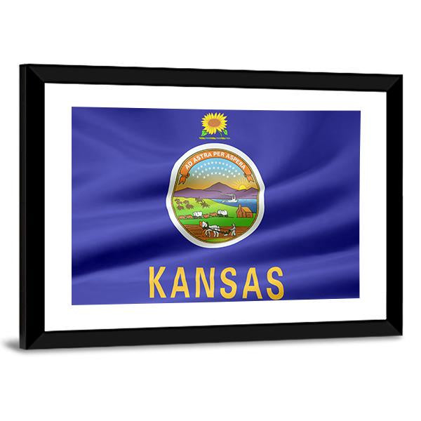 Flag Of Kansas Canvas Wall Art-3 Horizontal-Gallery Wrap-25" x 16"-Tiaracle