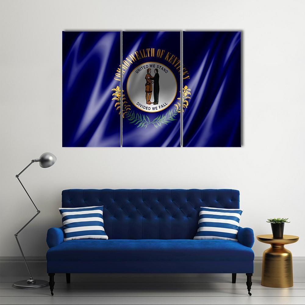 Flag Of Kentucky Canvas Wall Art-3 Horizontal-Gallery Wrap-37" x 24"-Tiaracle