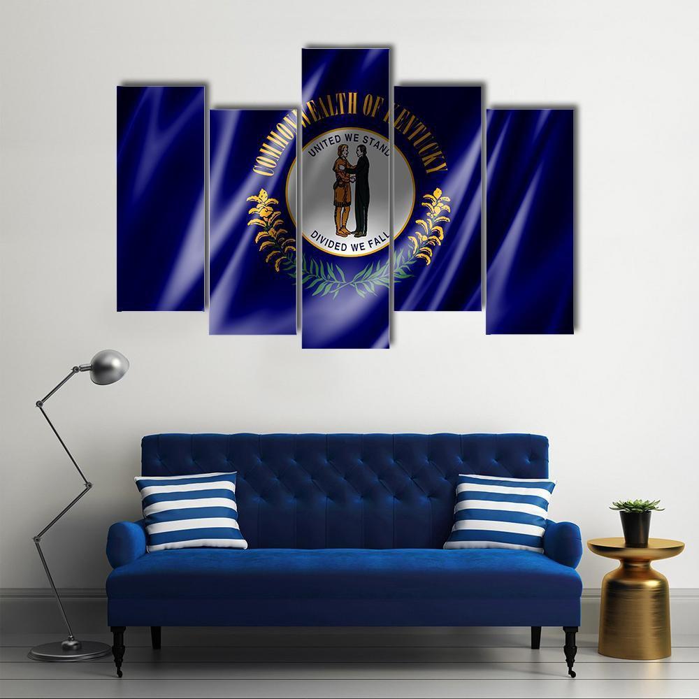 Flag Of Kentucky Canvas Wall Art-5 Pop-Gallery Wrap-47" x 32"-Tiaracle