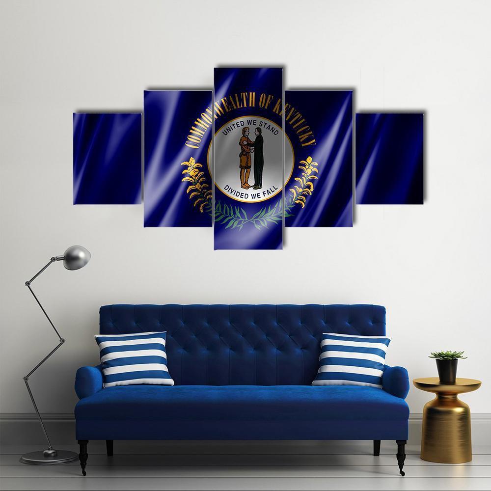Flag Of Kentucky Canvas Wall Art-5 Star-Gallery Wrap-62" x 32"-Tiaracle