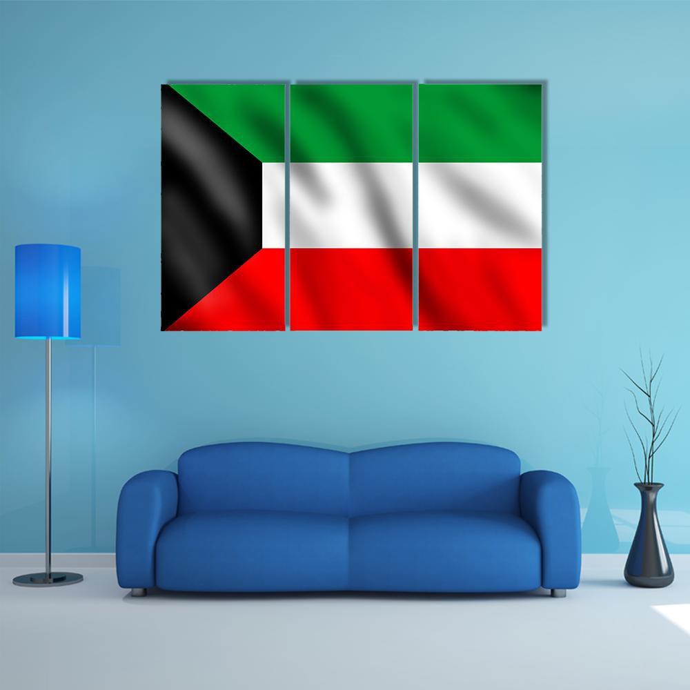 Flag Of Kuwait Canvas Wall Art-3 Horizontal-Gallery Wrap-37" x 24"-Tiaracle
