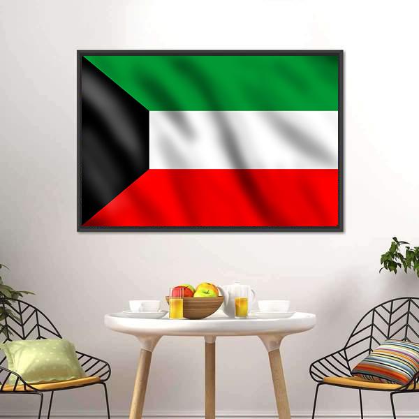 Flag Of Kuwait Canvas Wall Art-3 Horizontal-Gallery Wrap-25" x 16"-Tiaracle
