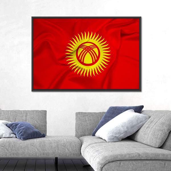 Flag Of Kyrgyzstan Canvas Wall Art-3 Horizontal-Gallery Wrap-25" x 16"-Tiaracle