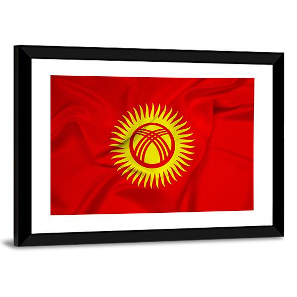Flag Of Kyrgyzstan Canvas Wall Art-3 Horizontal-Gallery Wrap-25" x 16"-Tiaracle