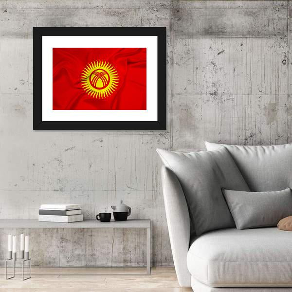 Flag Of Kyrgyzstan Canvas Wall Art-3 Horizontal-Gallery Wrap-25" x 16"-Tiaracle