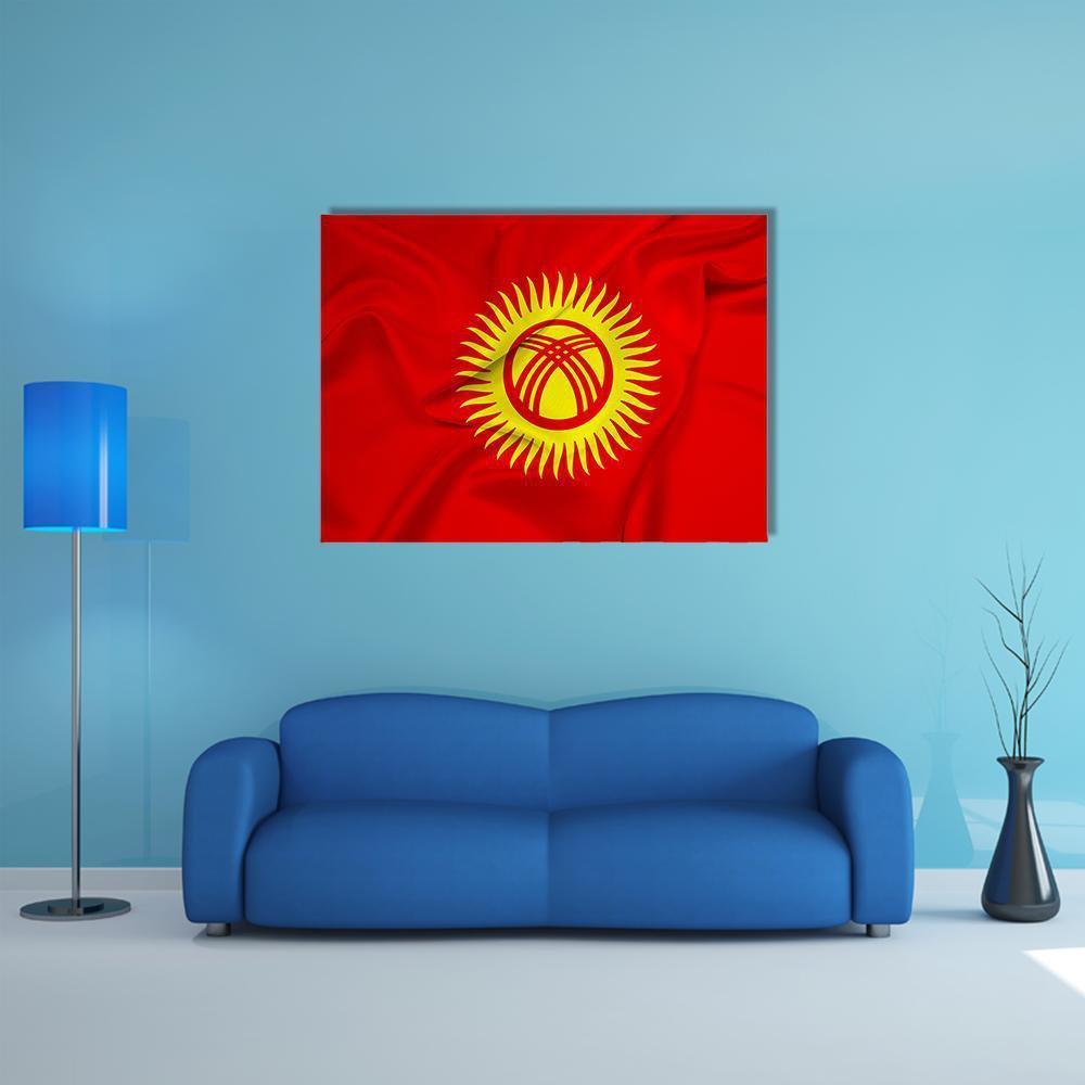 Flag Of Kyrgyzstan Canvas Wall Art-1 Piece-Gallery Wrap-48" x 32"-Tiaracle