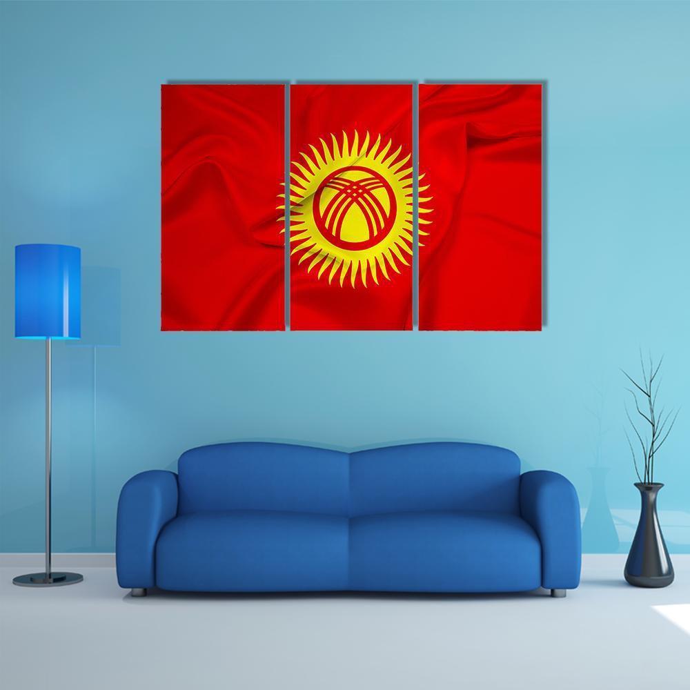 Flag Of Kyrgyzstan Canvas Wall Art-3 Horizontal-Gallery Wrap-37" x 24"-Tiaracle