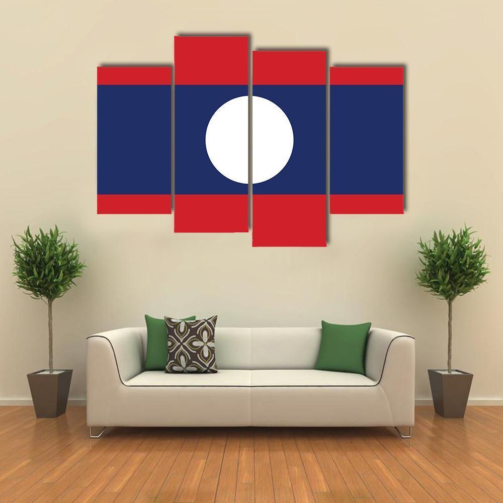 Flag Of Laos Canvas Wall Art-4 Pop-Gallery Wrap-50" x 32"-Tiaracle