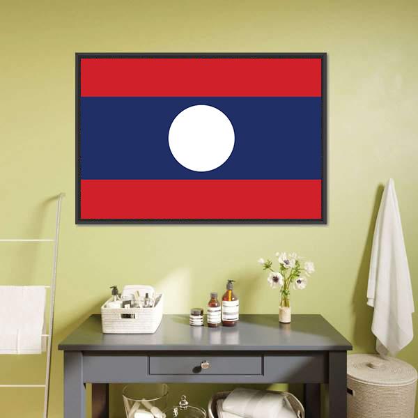 Flag Of Laos Canvas Wall Art-1 Piece-Floating Frame-24" x 16"-Tiaracle