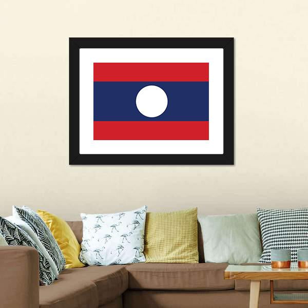 Flag Of Laos Canvas Wall Art-3 Horizontal-Gallery Wrap-25" x 16"-Tiaracle