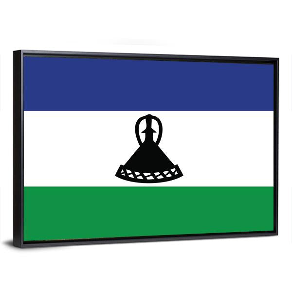 Flag Of Lesotho Canvas Wall Art-3 Horizontal-Gallery Wrap-25" x 16"-Tiaracle