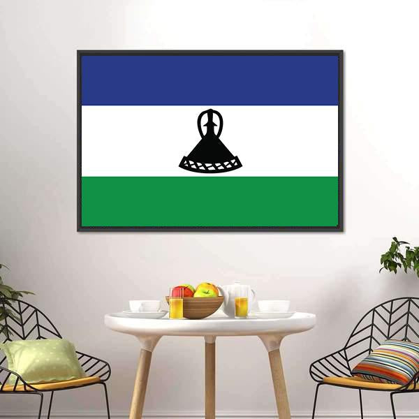 Flag Of Lesotho Canvas Wall Art-3 Horizontal-Gallery Wrap-25" x 16"-Tiaracle