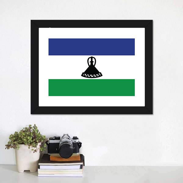 Flag Of Lesotho Canvas Wall Art-1 Piece-Framed Print-20" x 16"-Tiaracle