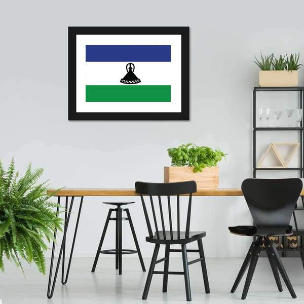 Flag Of Lesotho Canvas Wall Art-3 Horizontal-Gallery Wrap-25" x 16"-Tiaracle