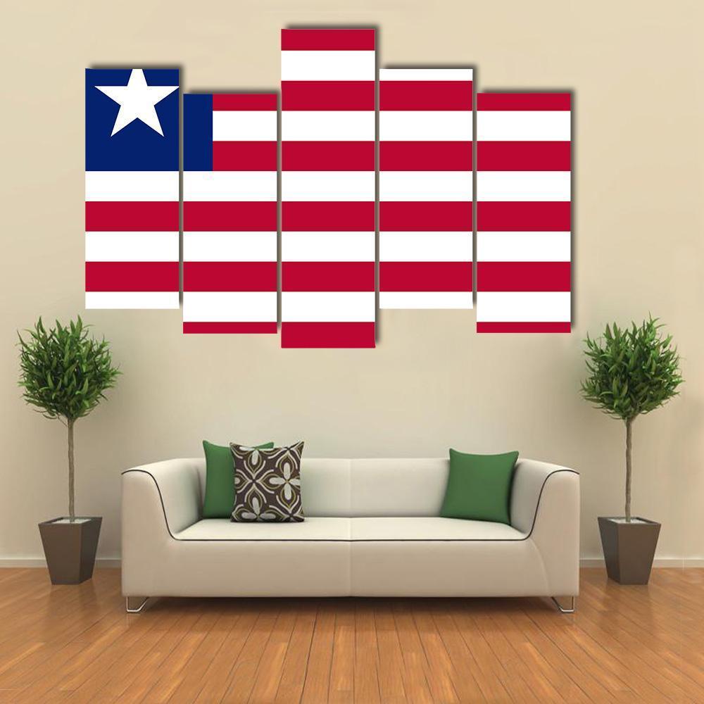 Flag Of Liberia Canvas Wall Art-5 Pop-Gallery Wrap-47" x 32"-Tiaracle