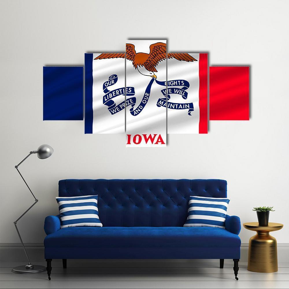 Flag Of Iowa Canvas Wall Art-5 Star-Gallery Wrap-62" x 32"-Tiaracle