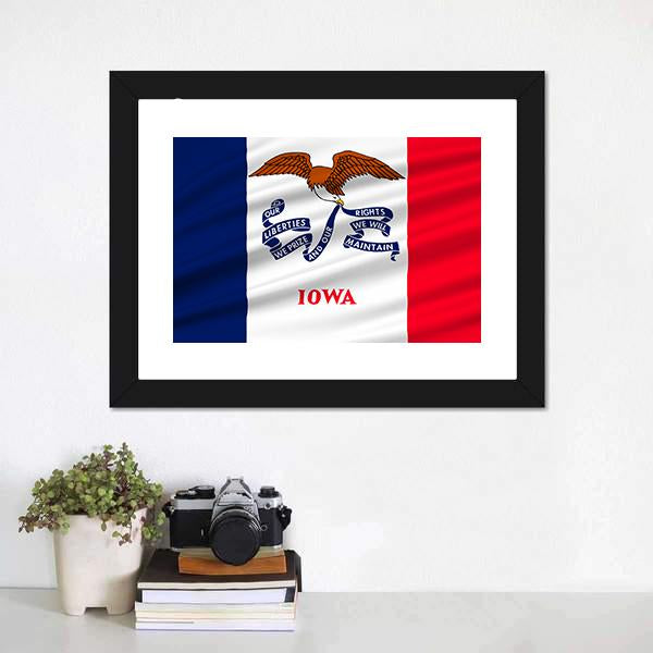 Flag Of Iowa Canvas Wall Art-1 Piece-Framed Print-20" x 16"-Tiaracle