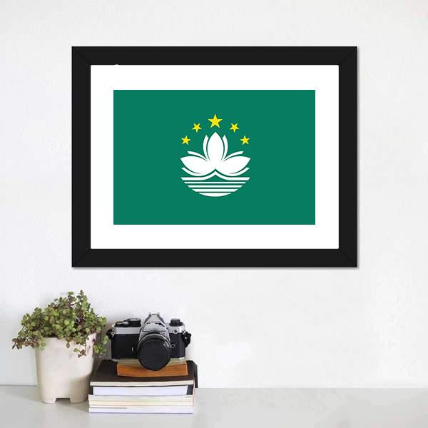 Flag Of Macau Canvas Wall Art-1 Piece-Framed Print-20" x 16"-Tiaracle
