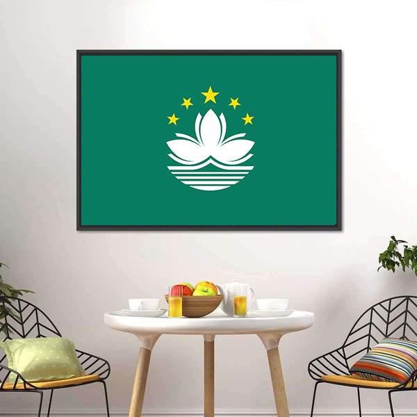 Flag Of Macau Canvas Wall Art-3 Horizontal-Gallery Wrap-25" x 16"-Tiaracle