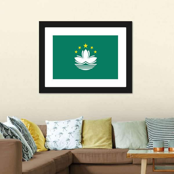Flag Of Macau Canvas Wall Art-3 Horizontal-Gallery Wrap-25" x 16"-Tiaracle