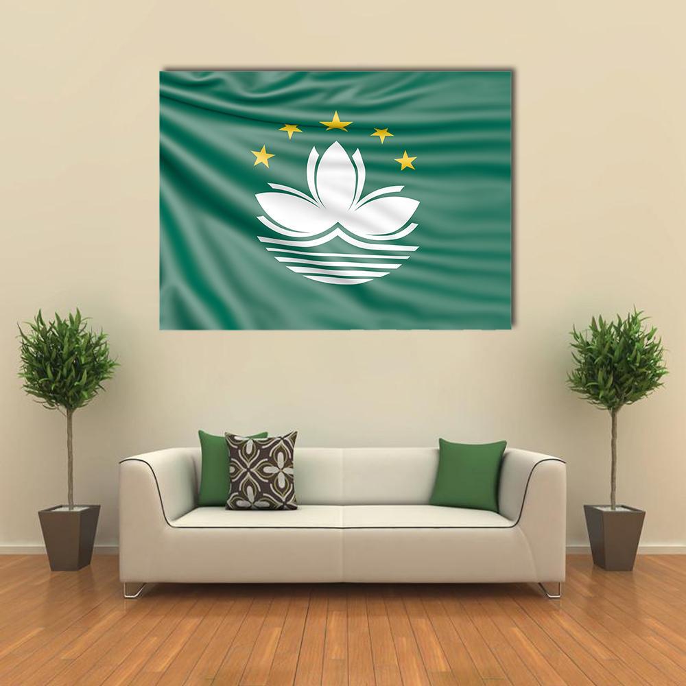 Flag Of Macau Canvas Wall Art-1 Piece-Gallery Wrap-48" x 32"-Tiaracle