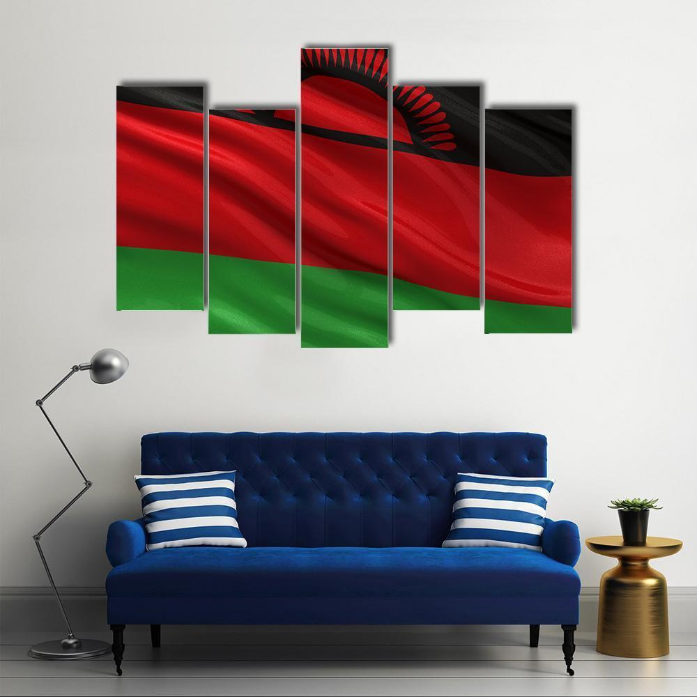 Flag Of Malawi Canvas Wall Art-5 Pop-Gallery Wrap-47" x 32"-Tiaracle