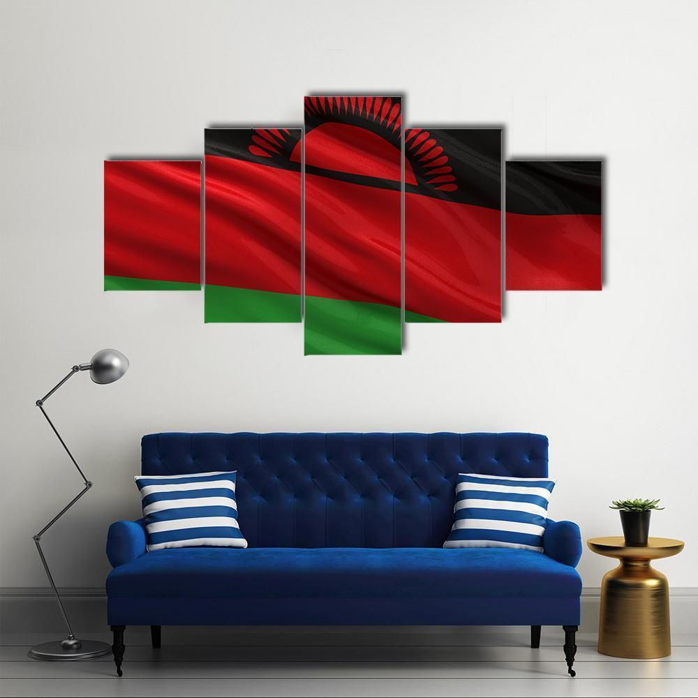 Flag Of Malawi Canvas Wall Art-5 Star-Gallery Wrap-62" x 32"-Tiaracle