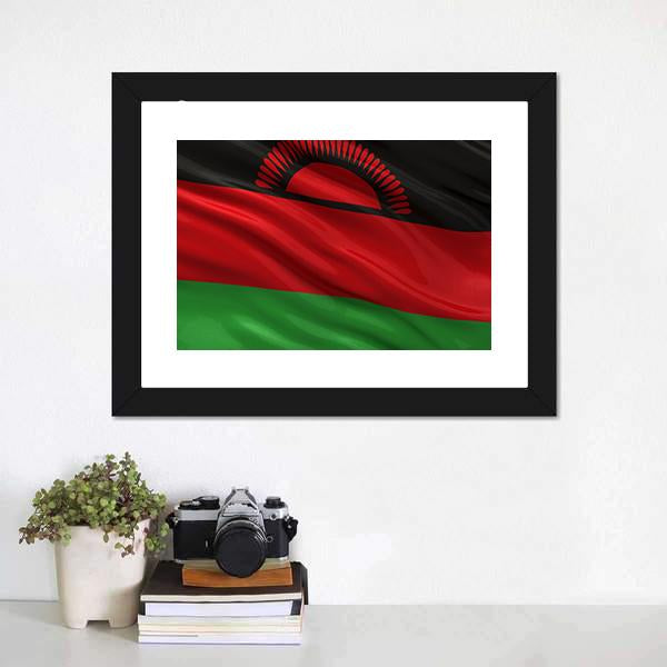 Flag Of Malawi Canvas Wall Art-1 Piece-Framed Print-20" x 16"-Tiaracle