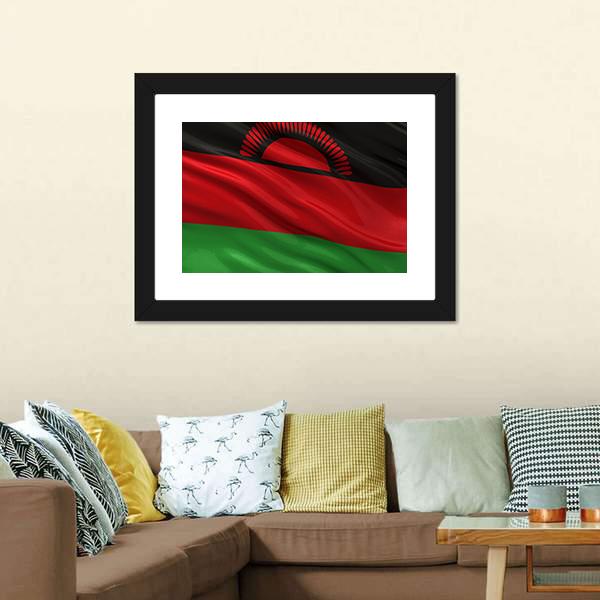 Flag Of Malawi Canvas Wall Art-3 Horizontal-Gallery Wrap-25" x 16"-Tiaracle