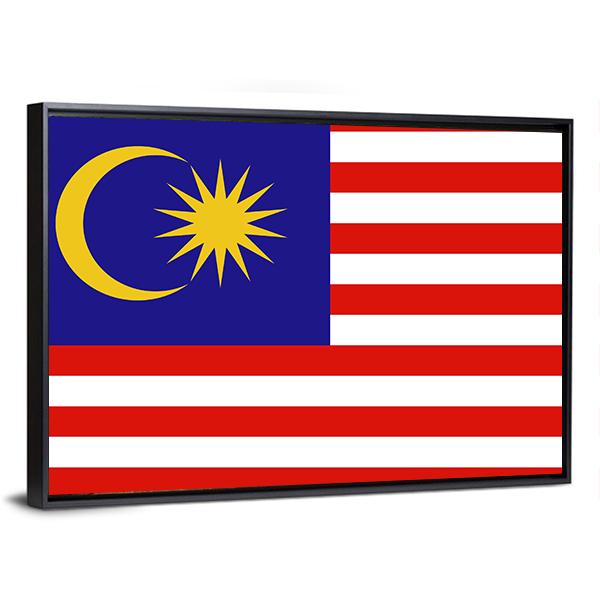 Flag Of Malaysia Canvas Wall Art-3 Horizontal-Gallery Wrap-25" x 16"-Tiaracle