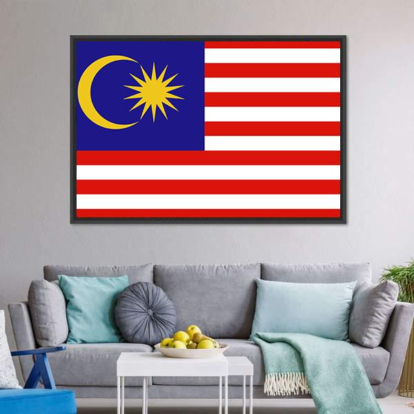 Flag Of Malaysia Canvas Wall Art-3 Horizontal-Gallery Wrap-25" x 16"-Tiaracle