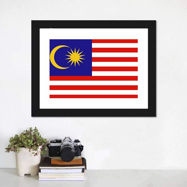 Flag Of Malaysia Canvas Wall Art-1 Piece-Framed Print-20" x 16"-Tiaracle