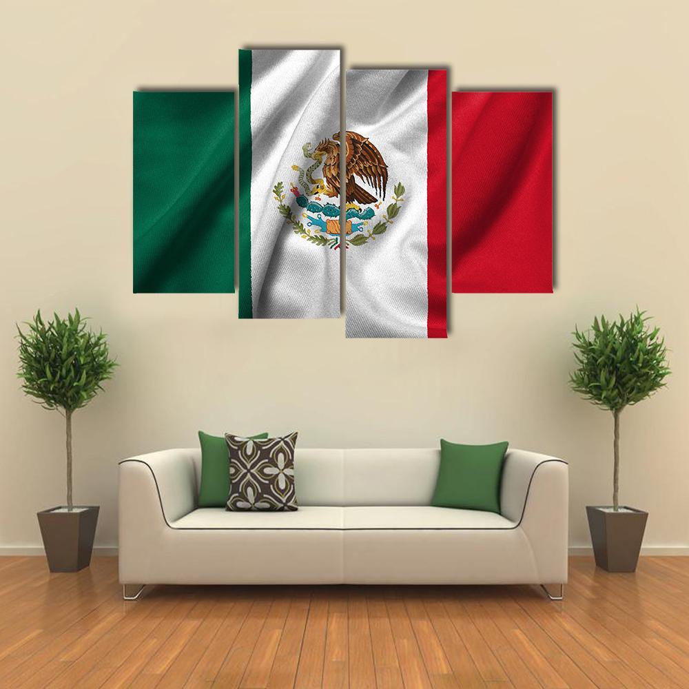 Flag Of Mexico Canvas Wall Art-4 Pop-Gallery Wrap-50" x 32"-Tiaracle