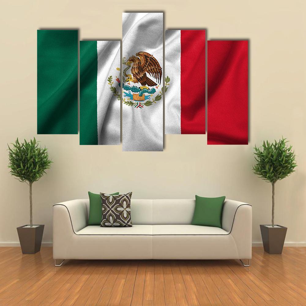 Flag Of Mexico Canvas Wall Art-5 Pop-Gallery Wrap-47" x 32"-Tiaracle