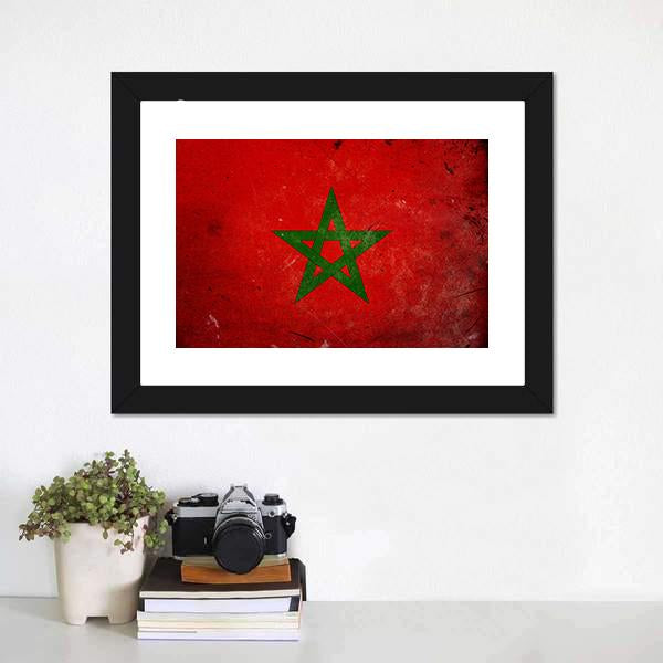 Flag Of Morocco Canvas Wall Art-1 Piece-Framed Print-20" x 16"-Tiaracle