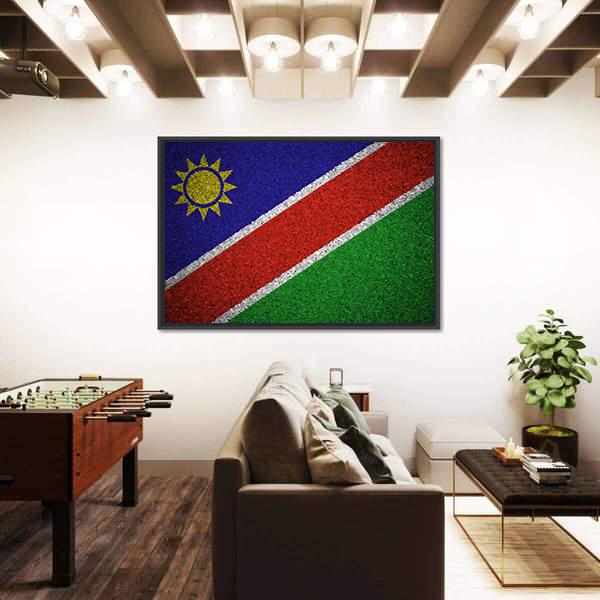 Flag Of Namibia Canvas Wall Art-3 Horizontal-Gallery Wrap-25" x 16"-Tiaracle