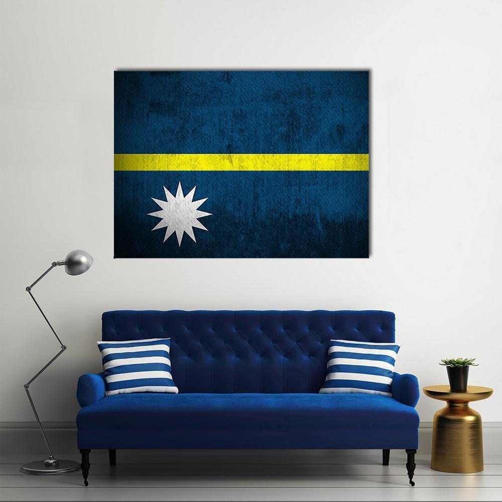 Flag Of Nauru Canvas Wall Art-1 Piece-Gallery Wrap-48" x 32"-Tiaracle