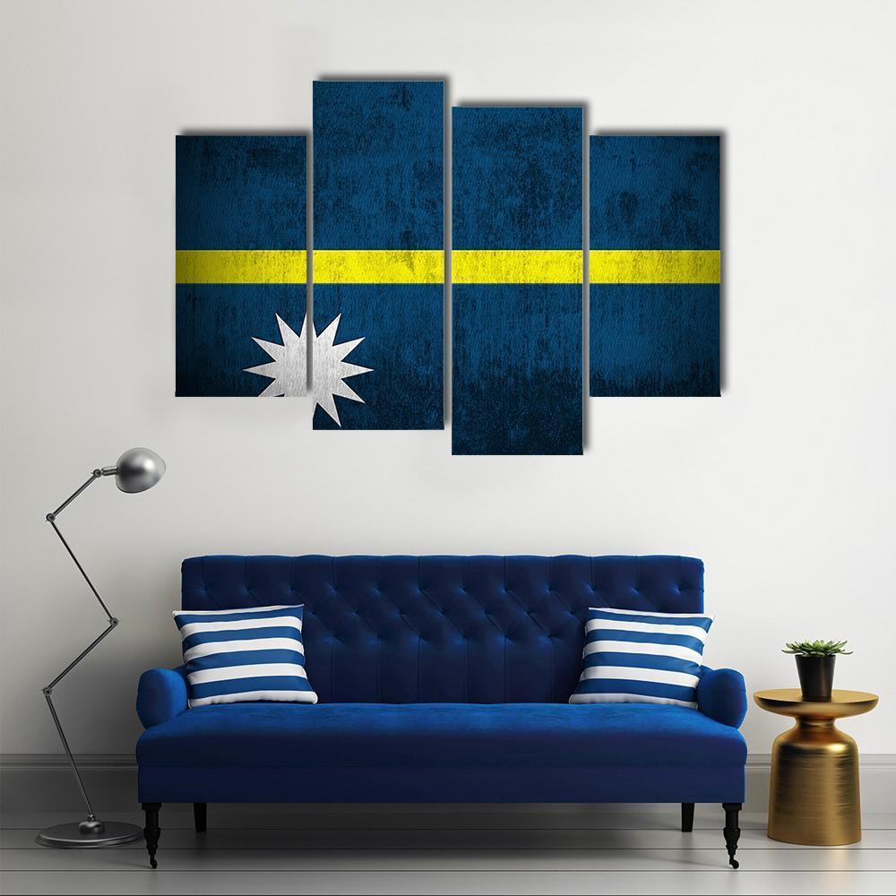 Flag Of Nauru Canvas Wall Art-4 Pop-Gallery Wrap-50" x 32"-Tiaracle