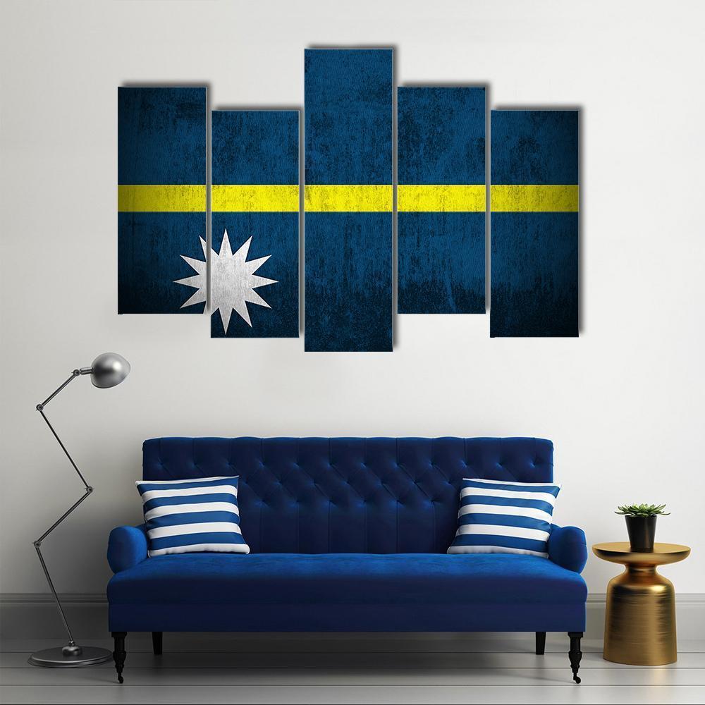 Flag Of Nauru Canvas Wall Art-5 Pop-Gallery Wrap-47" x 32"-Tiaracle