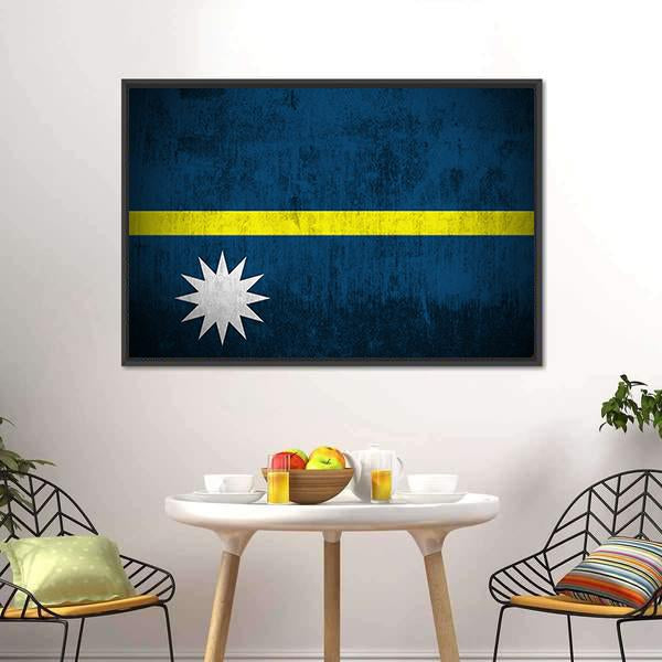 Flag Of Nauru Canvas Wall Art-3 Horizontal-Gallery Wrap-25" x 16"-Tiaracle
