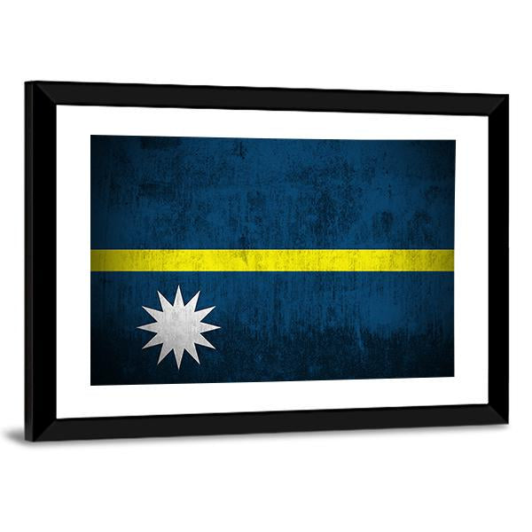 Flag Of Nauru Canvas Wall Art-3 Horizontal-Gallery Wrap-25" x 16"-Tiaracle