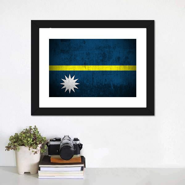 Flag Of Nauru Canvas Wall Art-1 Piece-Framed Print-20" x 16"-Tiaracle