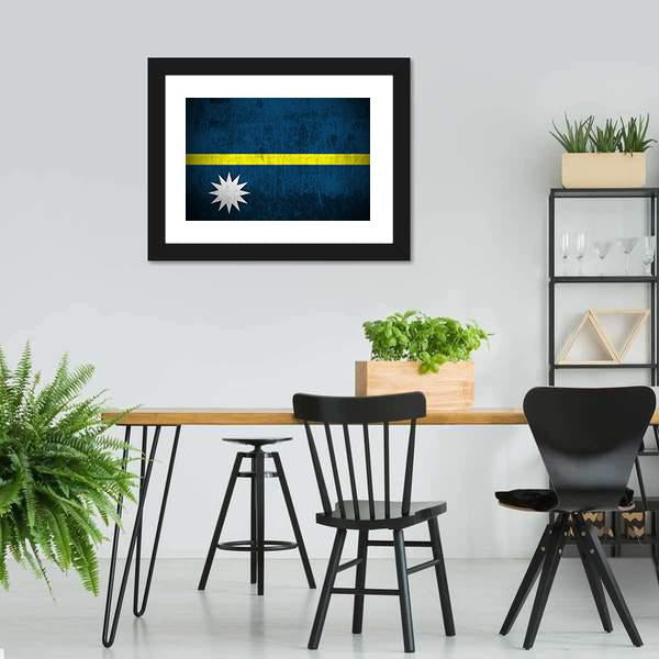 Flag Of Nauru Canvas Wall Art-3 Horizontal-Gallery Wrap-25" x 16"-Tiaracle