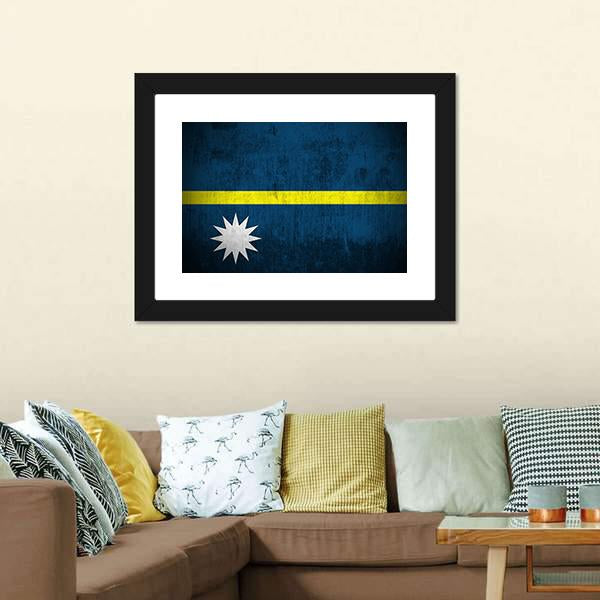 Flag Of Nauru Canvas Wall Art-3 Horizontal-Gallery Wrap-25" x 16"-Tiaracle