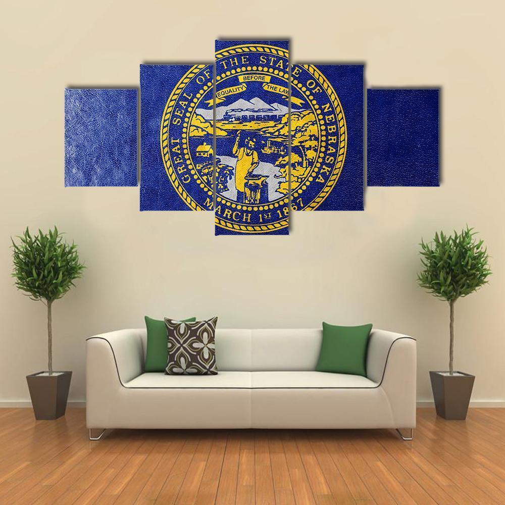 Flag Of Nebraska Canvas Wall Art-5 Star-Gallery Wrap-62" x 32"-Tiaracle