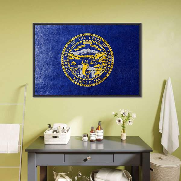 Flag Of Nebraska Canvas Wall Art-1 Piece-Floating Frame-24" x 16"-Tiaracle