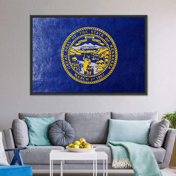 Flag Of Nebraska Canvas Wall Art-3 Horizontal-Gallery Wrap-25" x 16"-Tiaracle