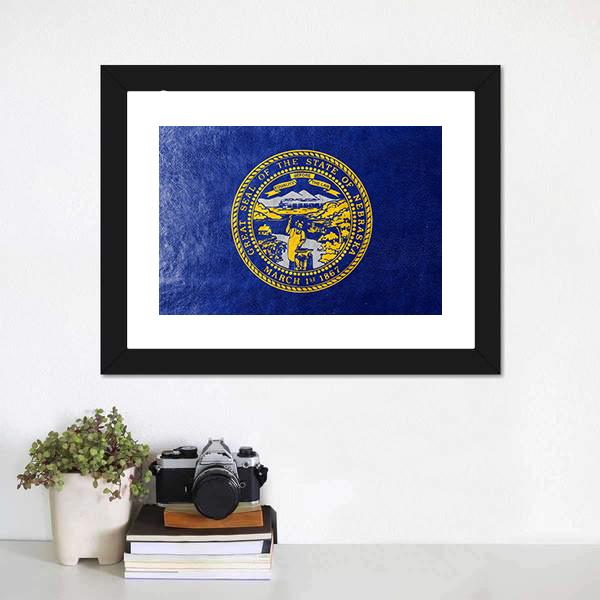 Flag Of Nebraska Canvas Wall Art-1 Piece-Framed Print-20" x 16"-Tiaracle